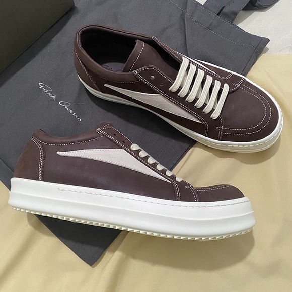 Rick Owens Other - Rick Owens Low-Top Brown Sneakers with Triangle Triangle Trim